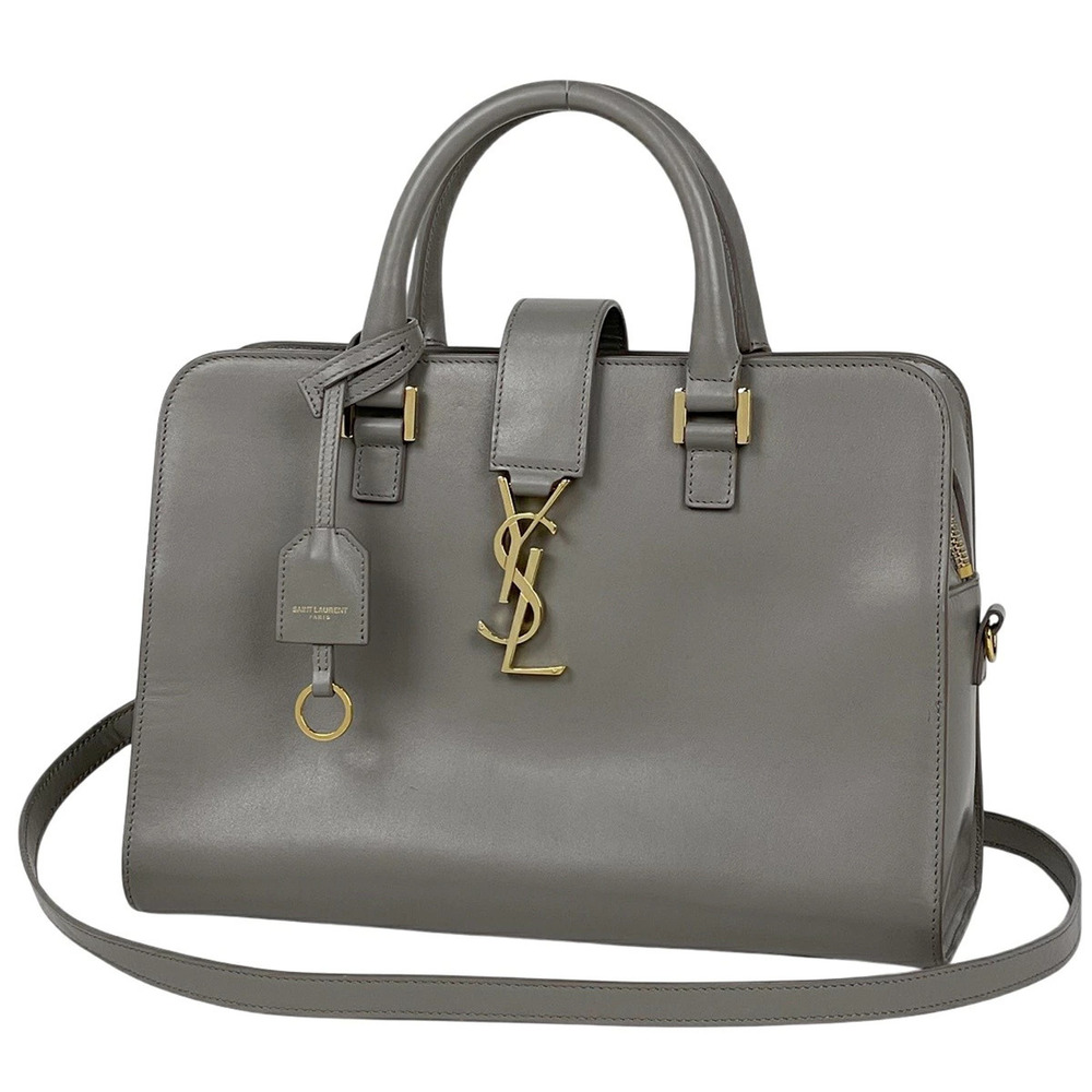 Saint Laurent Paris Cabas Bag Handbag Leather Greige Gray